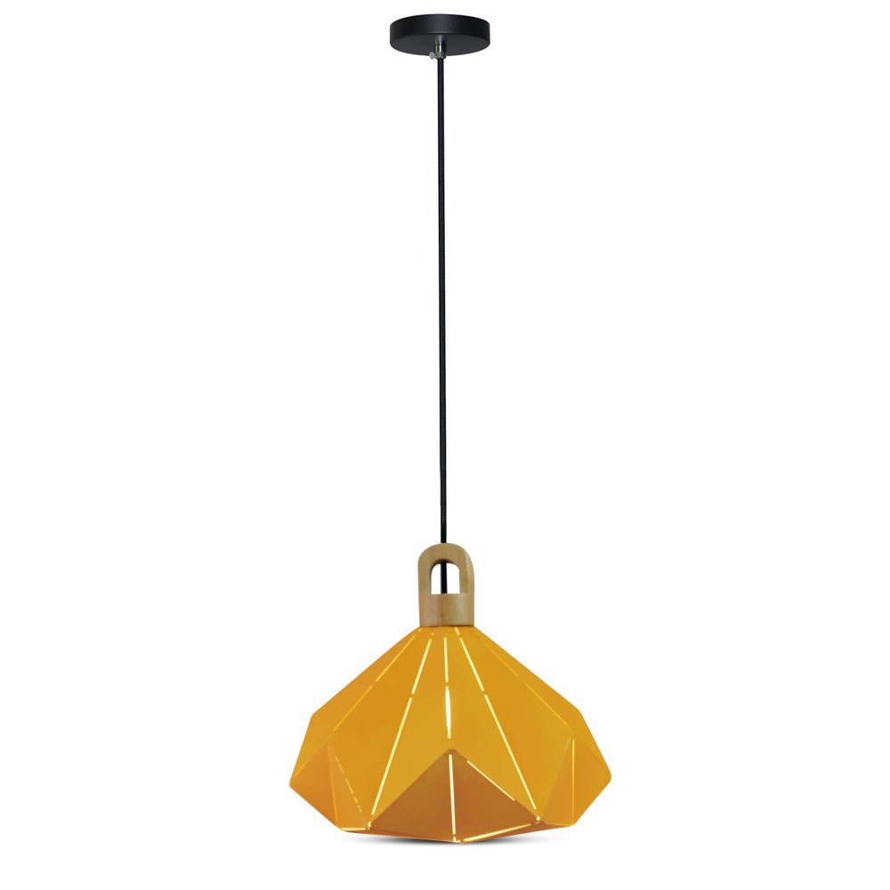 Pendente Light Pastel Wooden Prism Giallo 320 x 270 mm