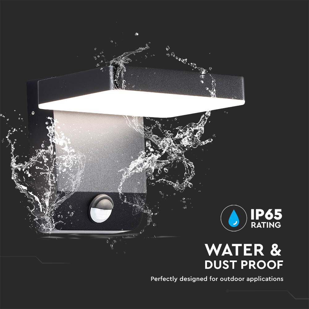 20W LED Wall Light Sensor Black Body Square 4000K IP65 img 3