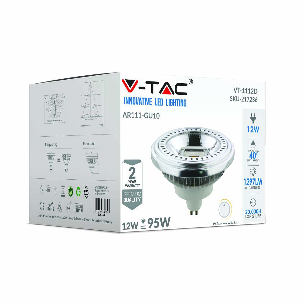  Spotlight  AR111 12W GU10  6000K Dimmable