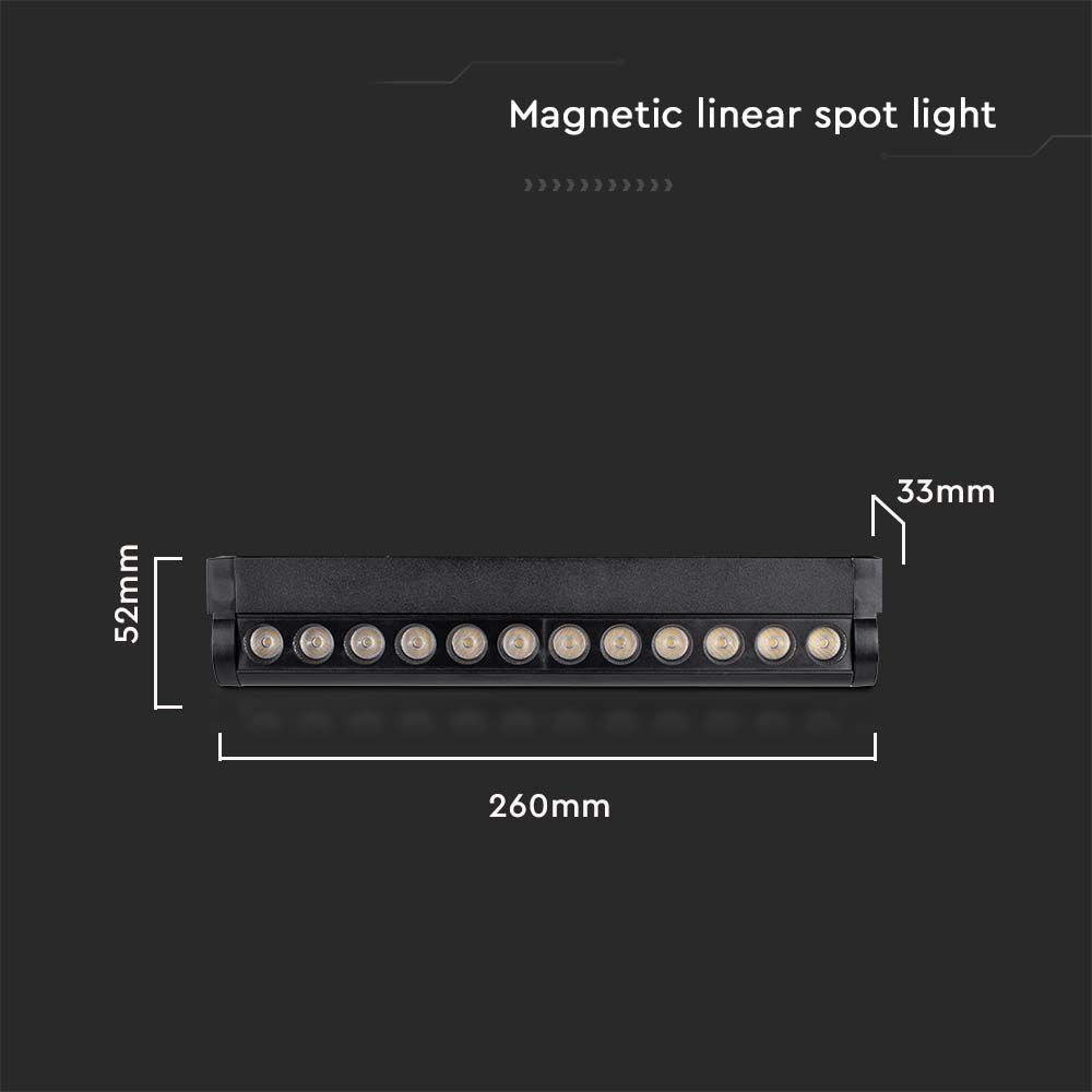 12W LED Magnetic Linear Spotlight Slim Adjustable 3000K Black Body