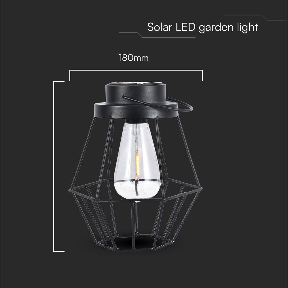 LED Solar Lamp with Handle Black