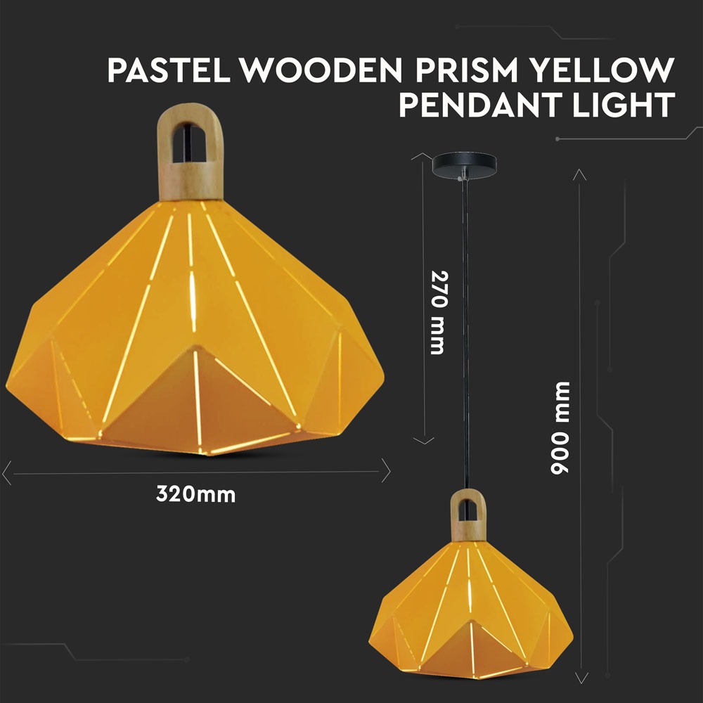 Pendente Light Pastel Wooden Prism Giallo 320 x 270 mm