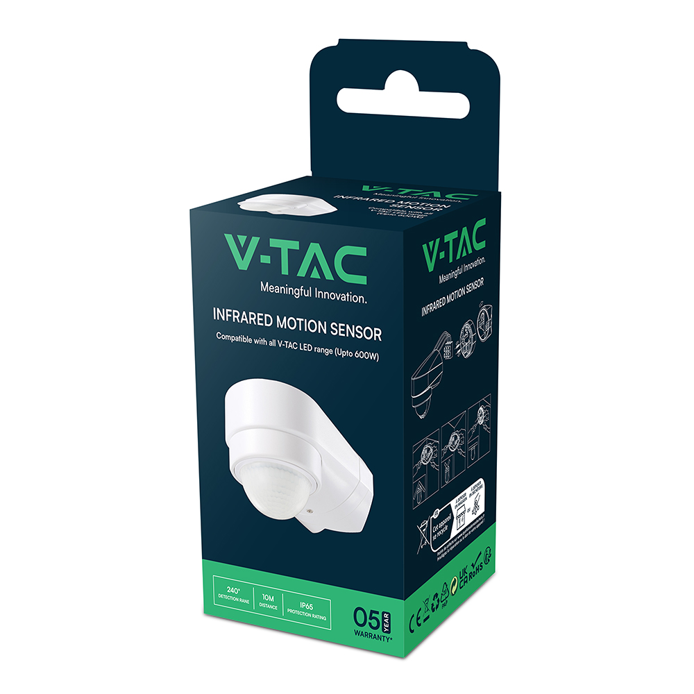 Sensore di movimento a infrarossi  corpo bianco Angolo 240 gradi