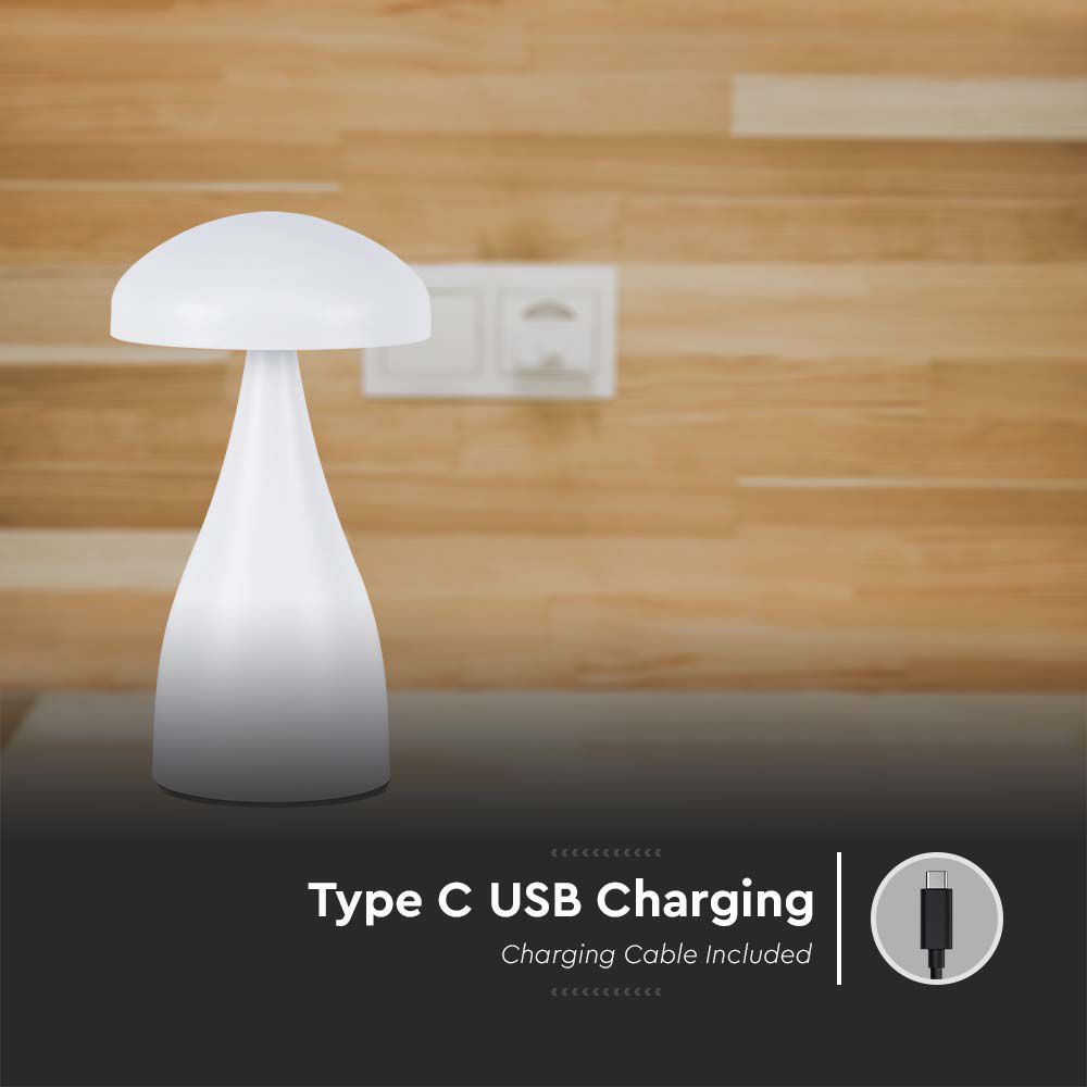 Lampada LED da Tavolo 1W con Batteria 800mAh Ricaricabile USB C Colore Bianco in Metallo Touch Dimmerabile 3in1 img 2