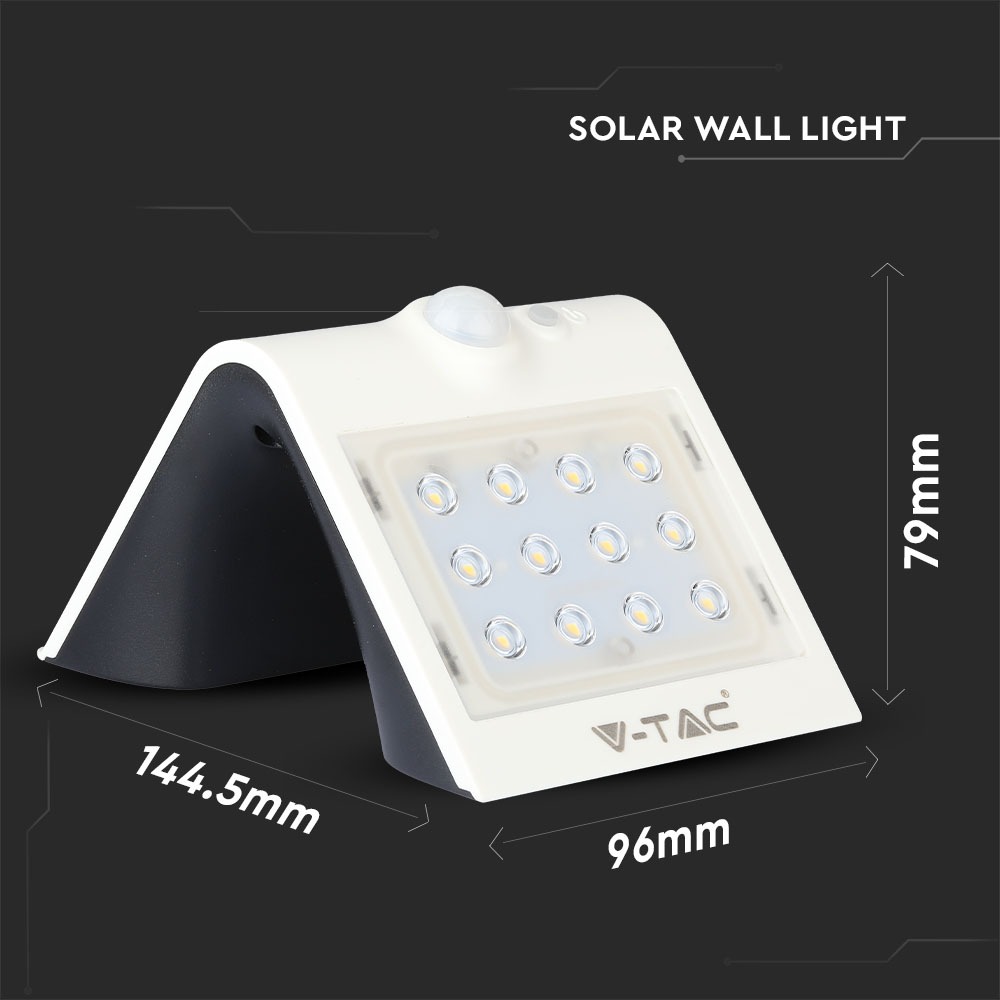 1.5W LED Lampada Solare 4000K Corpo Bianco