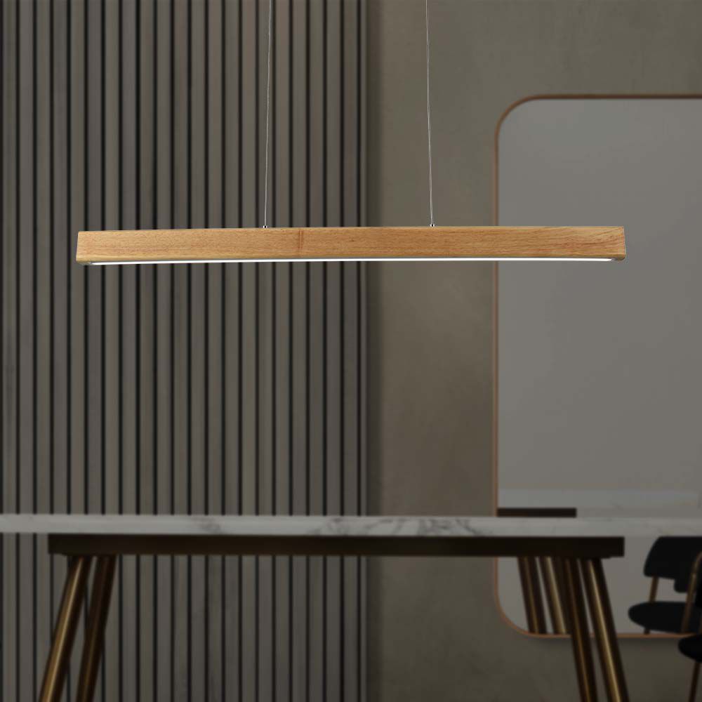 12W LED Hanging Lamp 4000K Wood Body img 1