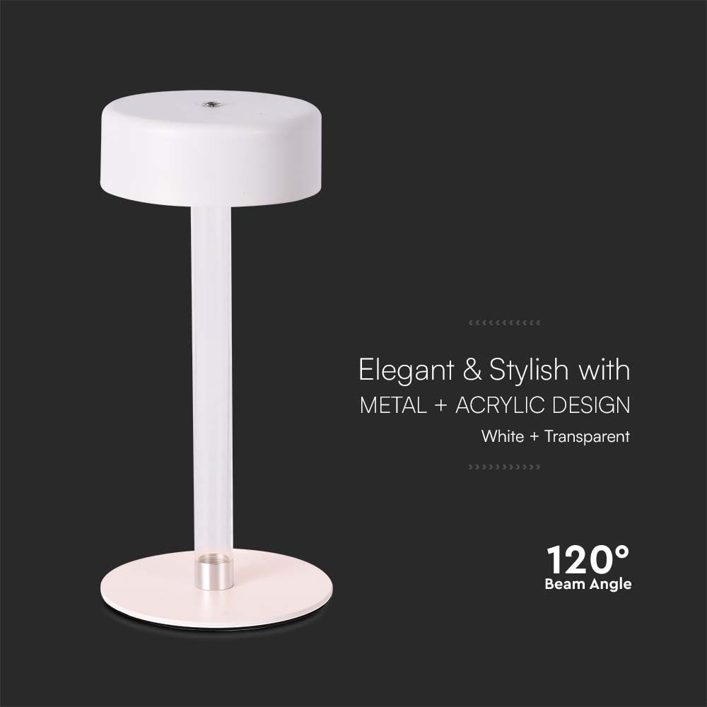 3W LED Table Lamp (D120*260) 3IN1 WhiteTransperent Center Pillar