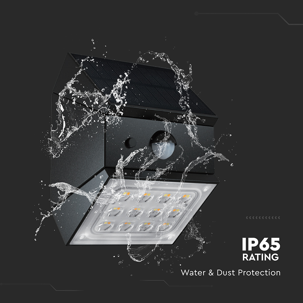 2.5W LED Solar Wall Light Sensor 1200mAh 3.7V CCT3IN1 Black Body img 8