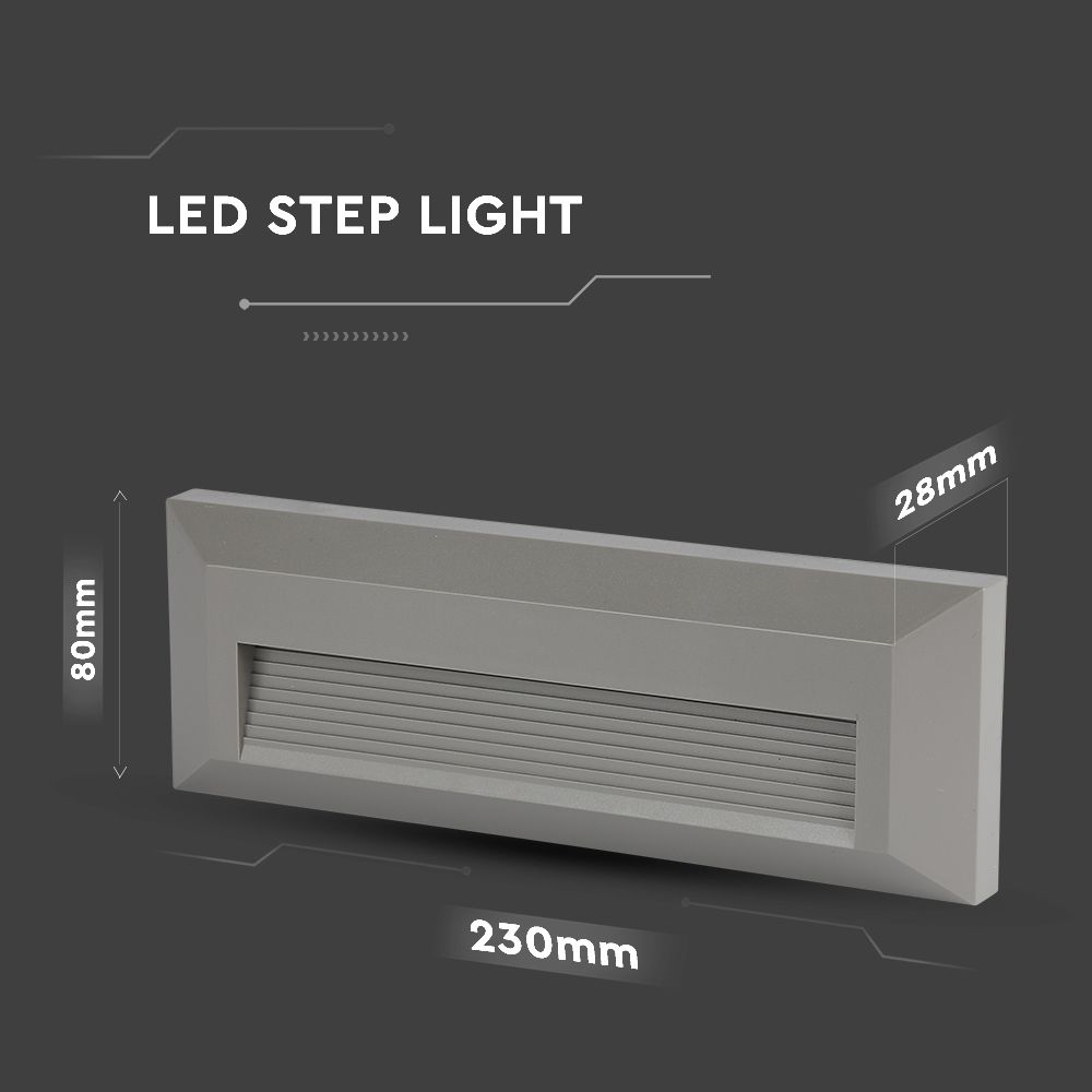3W LED Step Grey Body Round ?ectangular 3000K