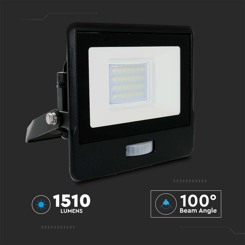 20W LED PIR Sensor Floodlight SAMSUNG CHIP Black Body 3000K img 6