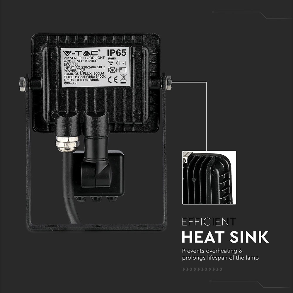 10W LED Proiettore con sensore SAMSUNG Chip Funzione Cut-Off Corpo nero 3000K img 3