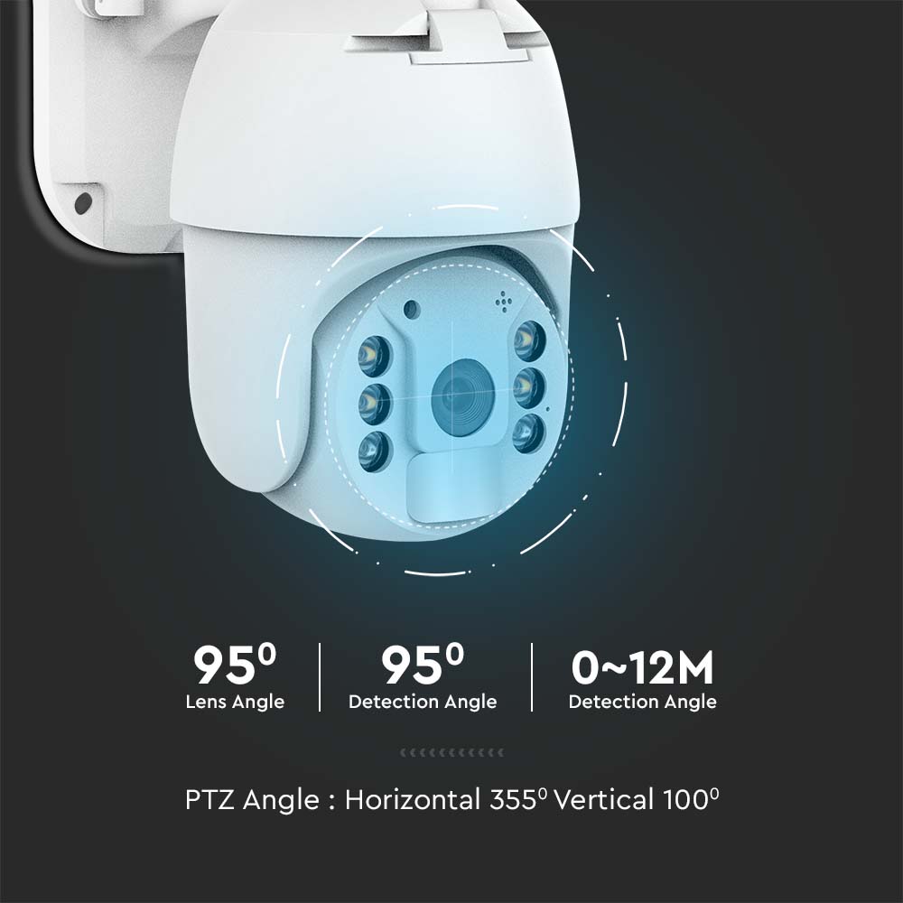 WIFI HD Smart Solar Energy PTZ Camera With Sensor White img 8
