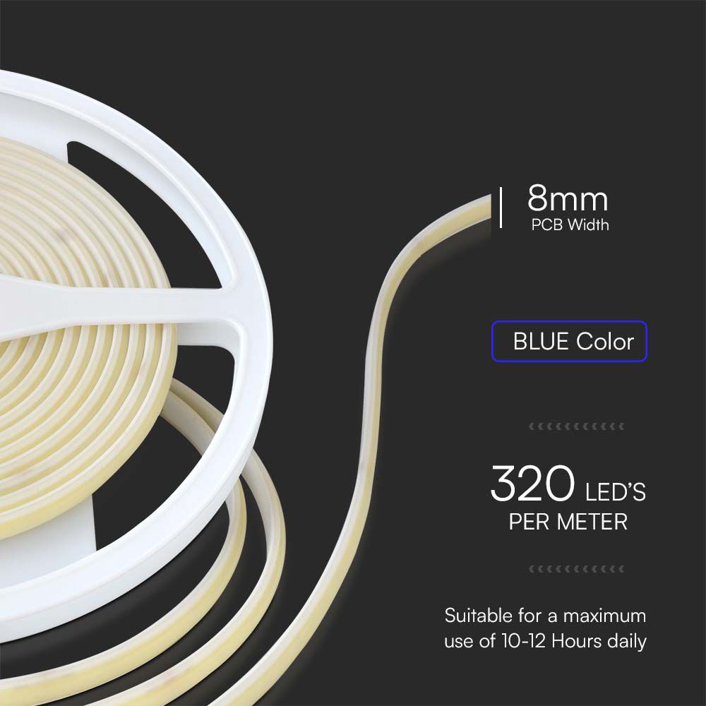 LED COB Strip - 320 LEDS 10W/M Blue IP67 24V img 1