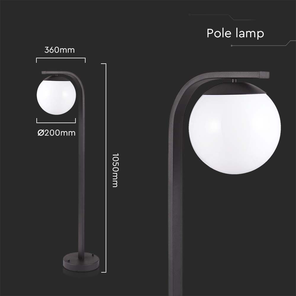 Lampione LED da Giardino con Portalampada a Lanterna E27 Colore Nero Opaco h: 105cm IP44
