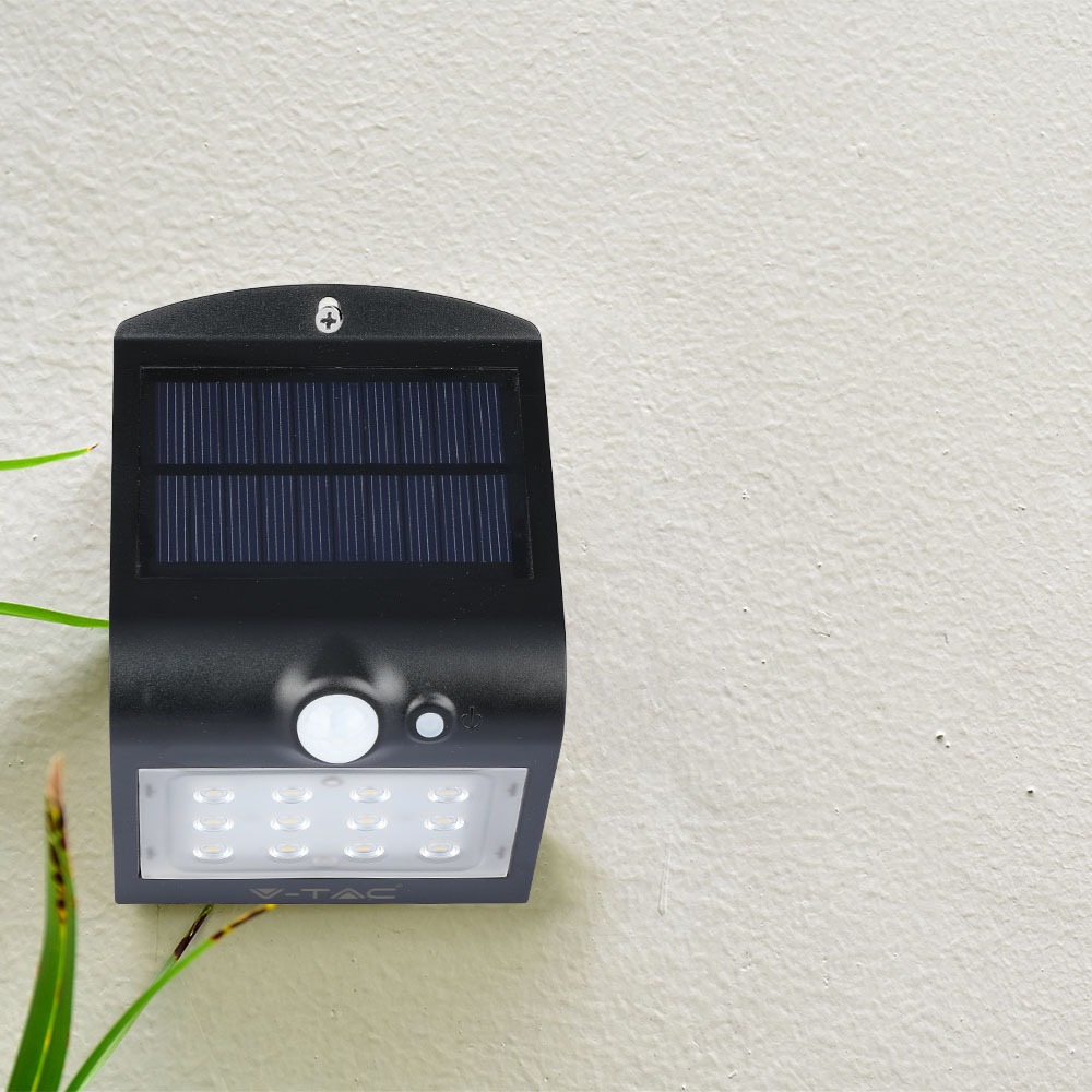 1.5W LED Lampada Solare Luce Bianco Naturale Corpo Nero