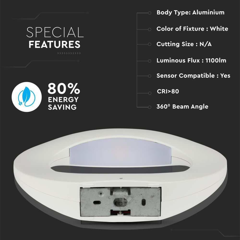 10W LED Wall Light Corpo Bianco 3000K