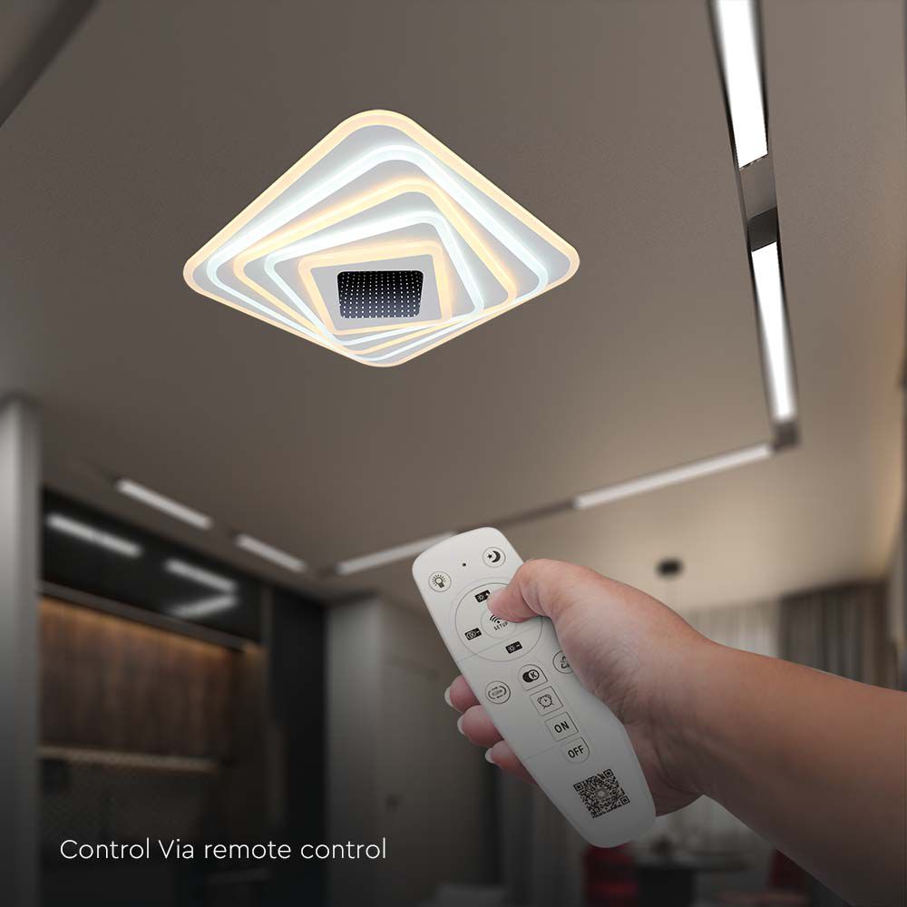 Designer Smart Ceiling Light (50*50*7CM) CCT: 3000K+6000K Dimmable + Remote Control img 3