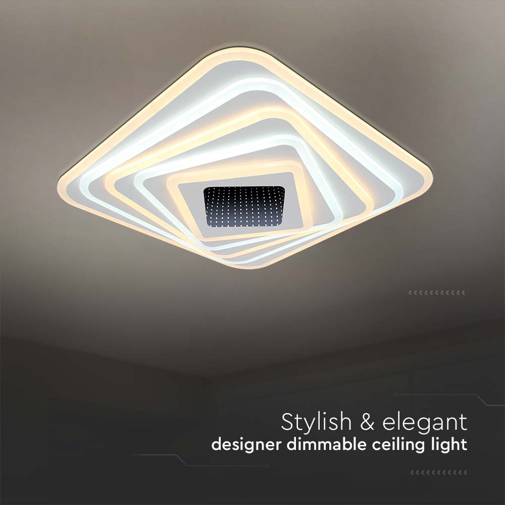 Designer Smart Ceiling Light (50*50*7CM) CCT: 3000K+6000K Dimmable + Remote Control img 1