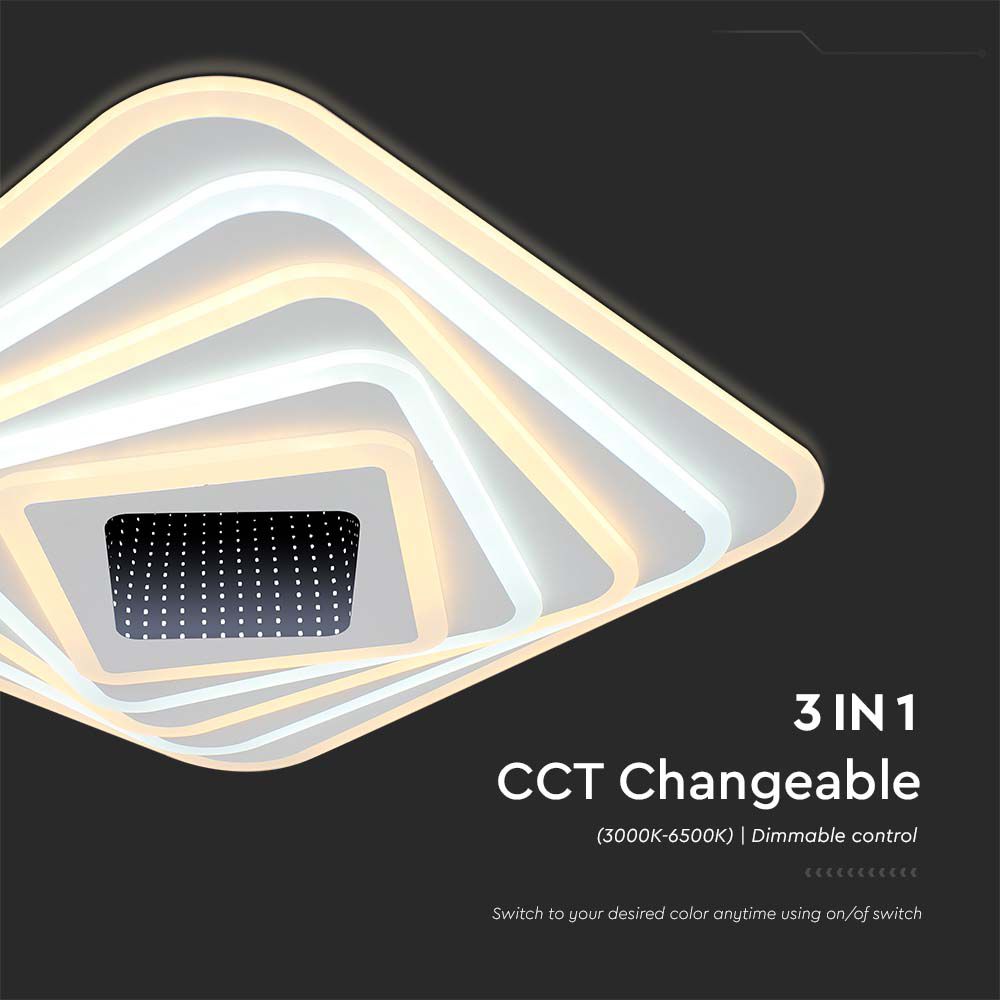 Designer Smart Ceiling Light (50*50*7CM) CCT: 3000K+6000K Dimmable + Remote Control img 2