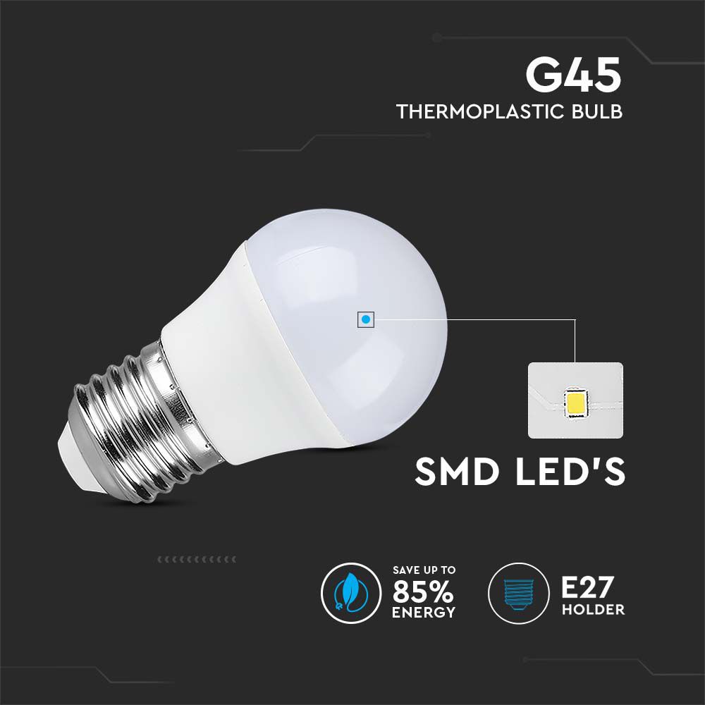 LED Bulb - SAMSUNG CHIP 6.5W E27 G45 Plastic 4000K