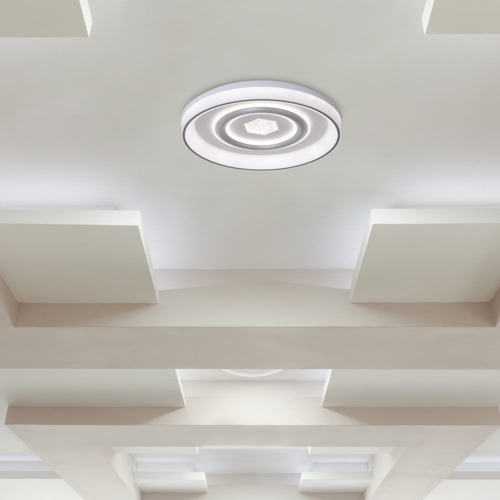 48W LED Decorative Ceiling Lamp (f485*70mm) CCT3IN1 White With IR Remote Control