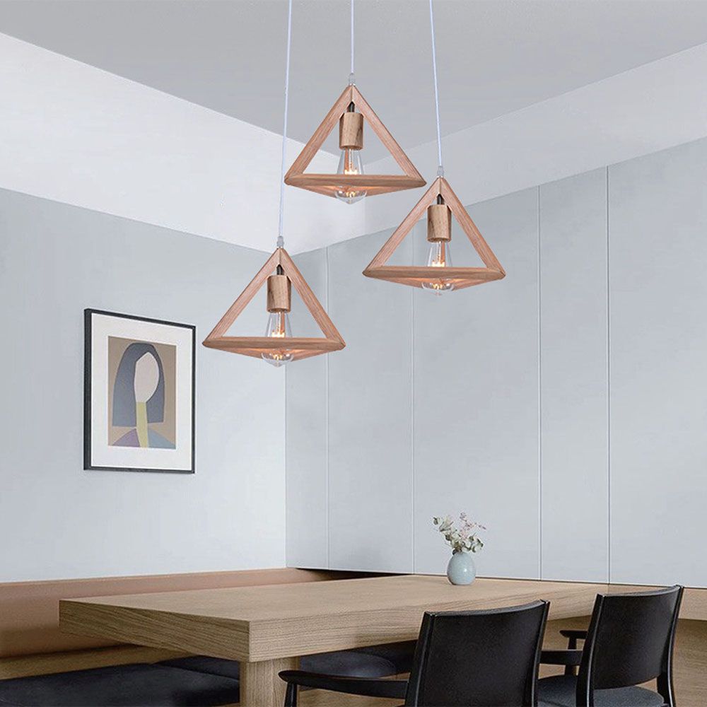 LED Designer Pendant Lampholder Wood Color Body 3*E27
