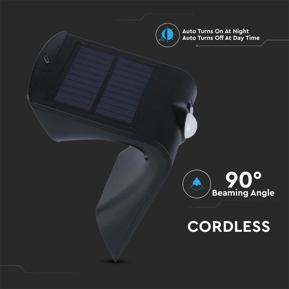 1.5W LED Lampada Solare Luce Bianco Naturale Corpo Nero img 2