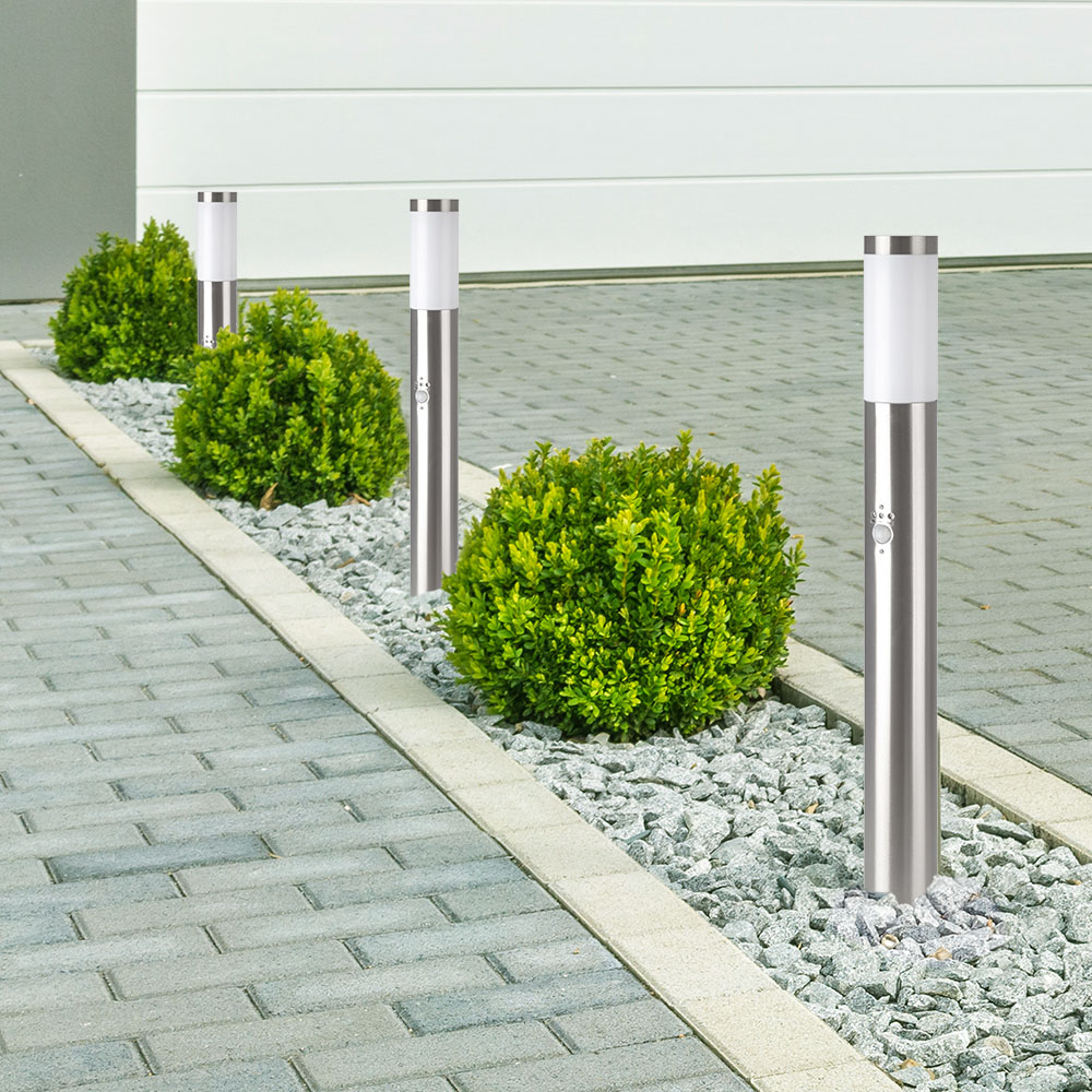 Bollard Lamp 80CM With PIR Sensor Stainless Steel Satin Nickel IP44