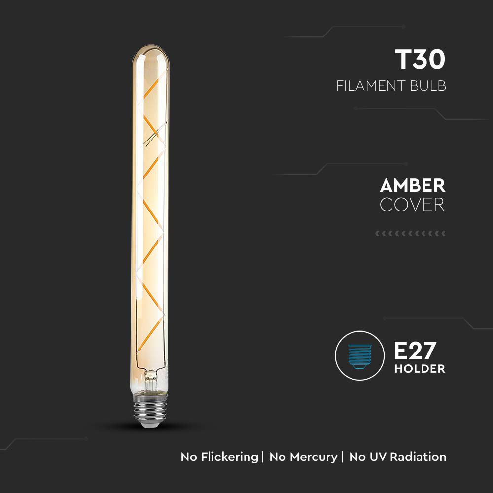 LED - 7W T30 E27 Filament Amber 2200K