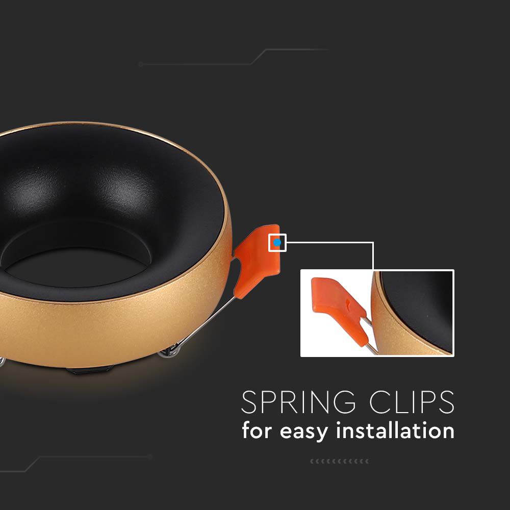 GU10 Fitting Round Gold Frame  Black Reflector img 1