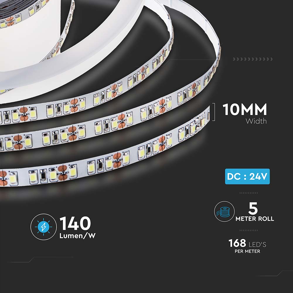 LED Strip SMD2835 - 168 LEDs 24V IP20 6400K  140LM/W img 4