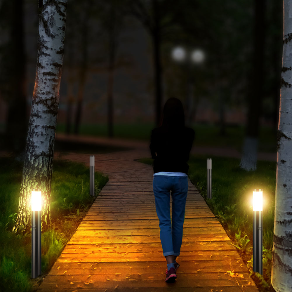 Bollard Lamp 80CM With PIR Sensor Stainless Steel Satin Nickel IP44 img 1