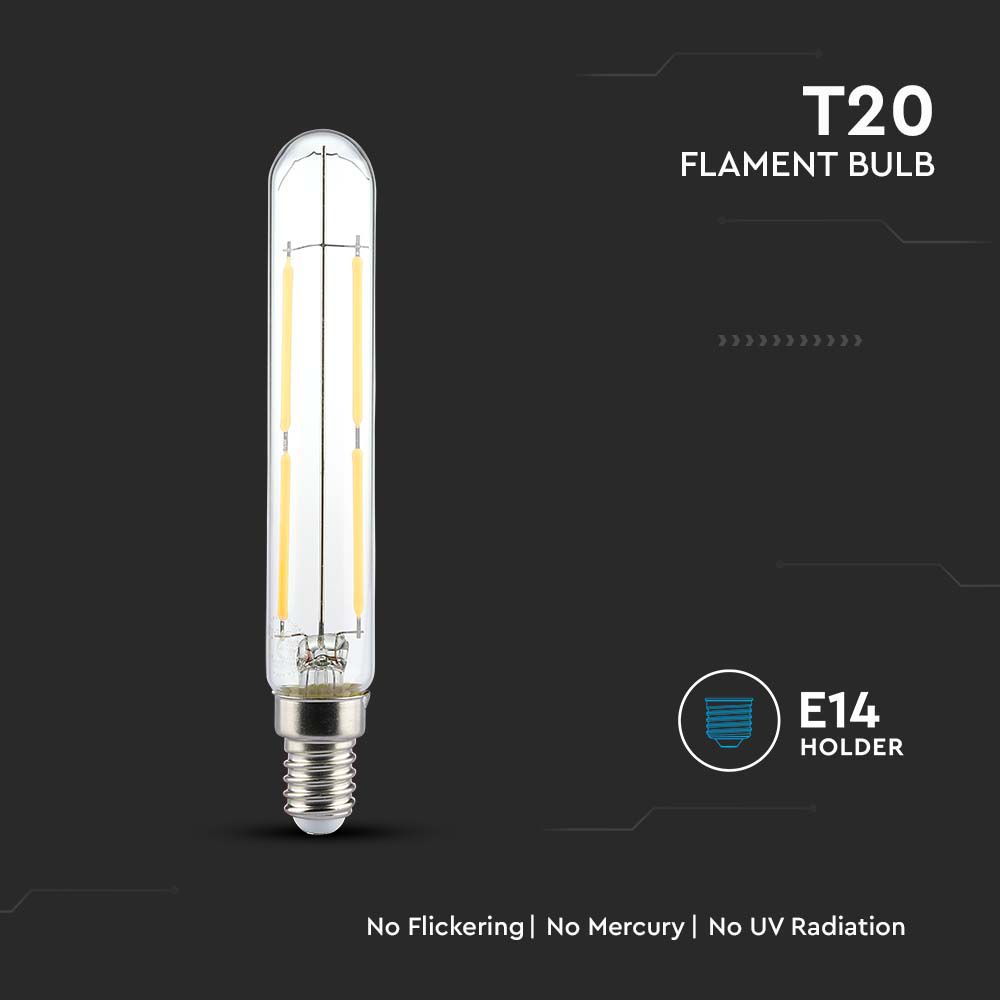 LED Bulb - 4W E14 T20 Filament Clear Glass 3000K