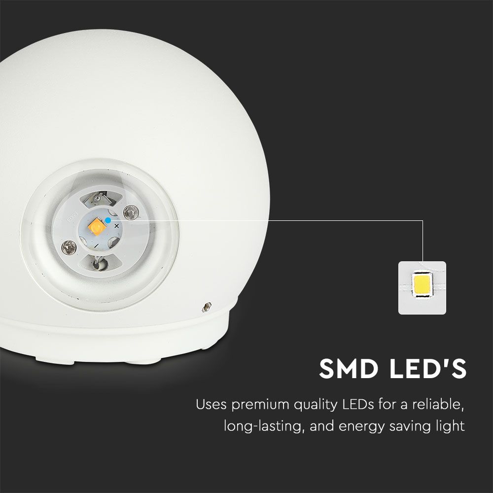6W  Wall Light White Body Round IP65 3000K