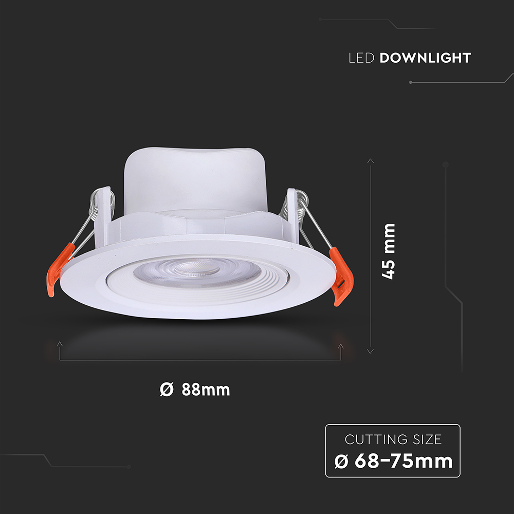 7W LED COB Hotel Downlight 3in1 White Body