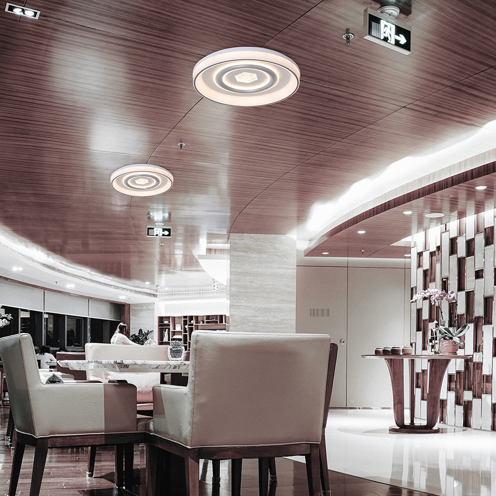 48W LED Decorative Ceiling Lamp (f485*70mm) CCT3IN1 White With IR Remote Control img 1