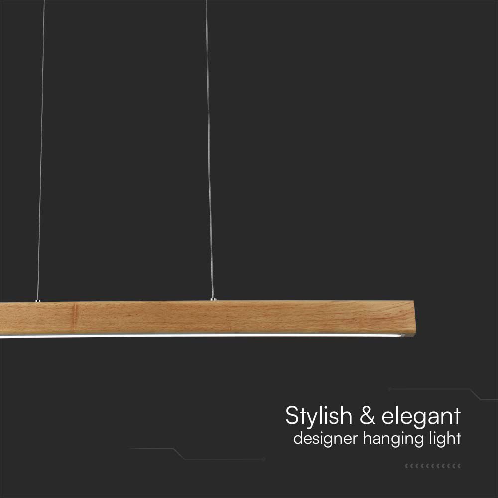 12W LED Hanging Lamp 4000K Wood Body img 1