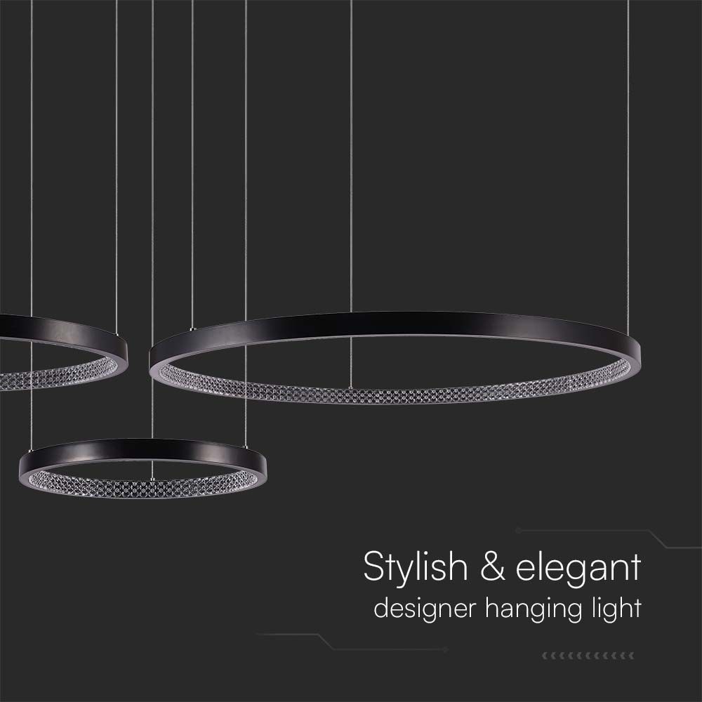 Lampadario LED a Sospensione con 3 Cerchi 57W in Metallo Colore Nero 151*91*108cm 3000K img 1