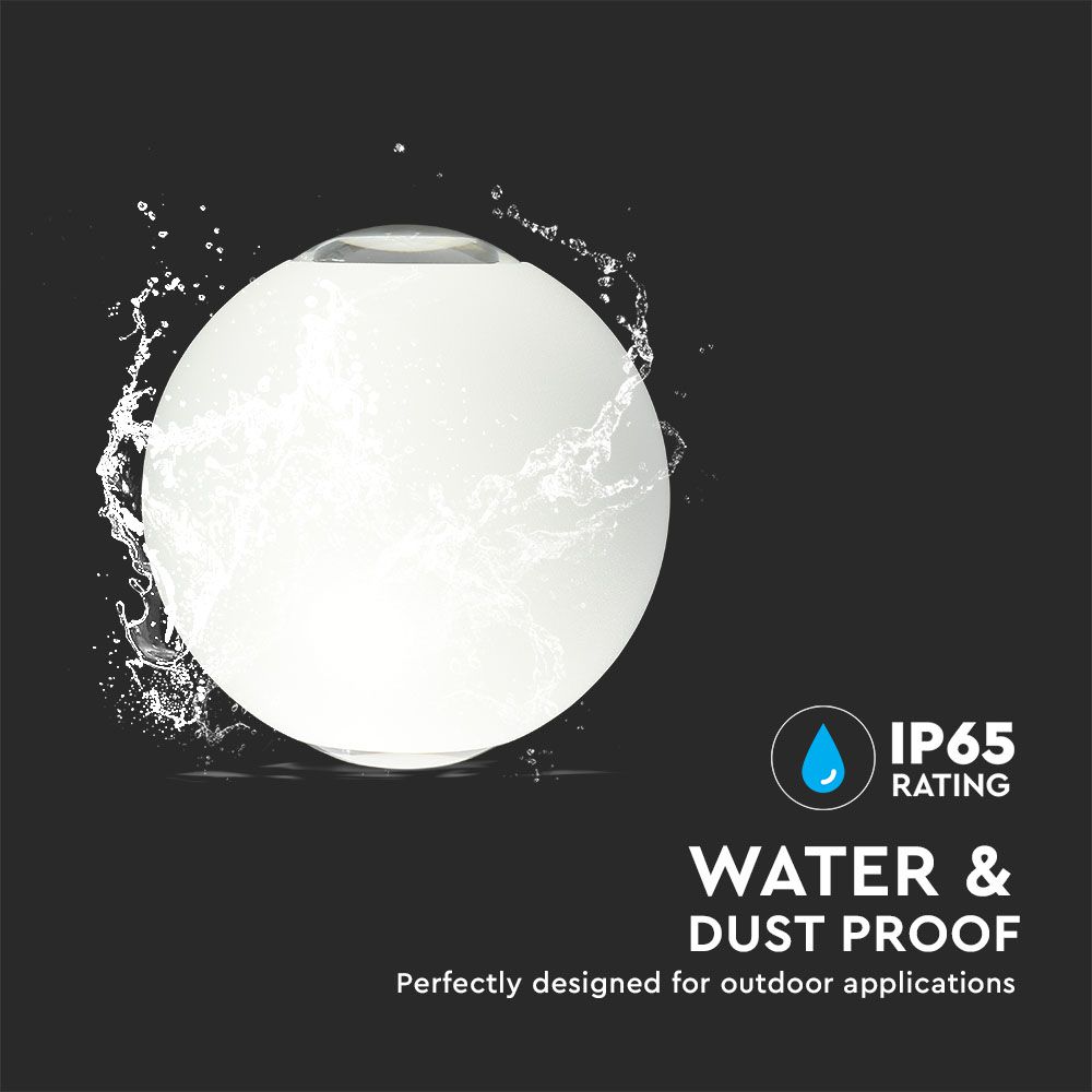 6W  Wall Light White Body Round IP65 3000K img 1