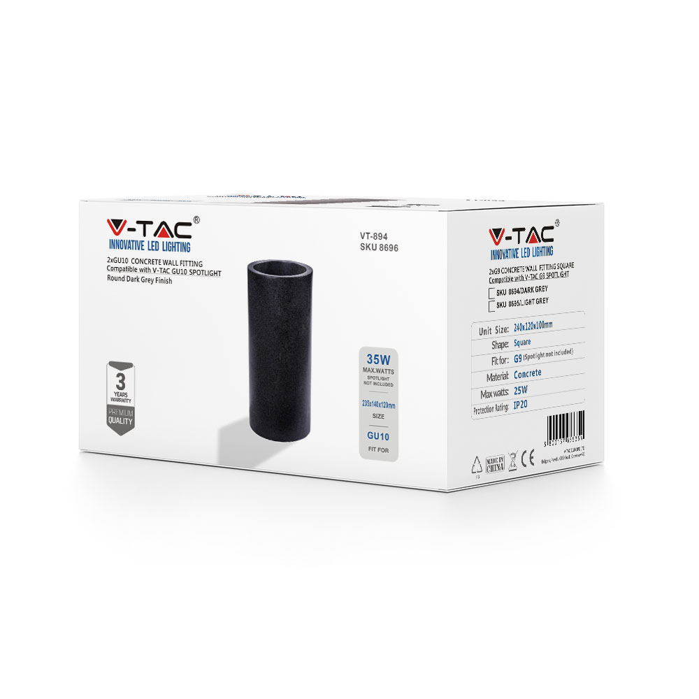 Lampada da parete a LED in cemento GU10 grigio scuro