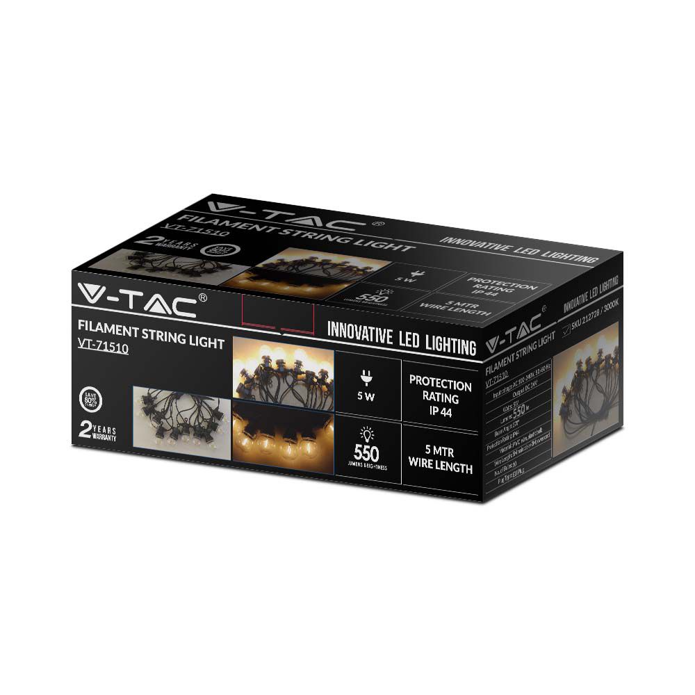 LED String Light 5M With 10 Bulbs 3000K