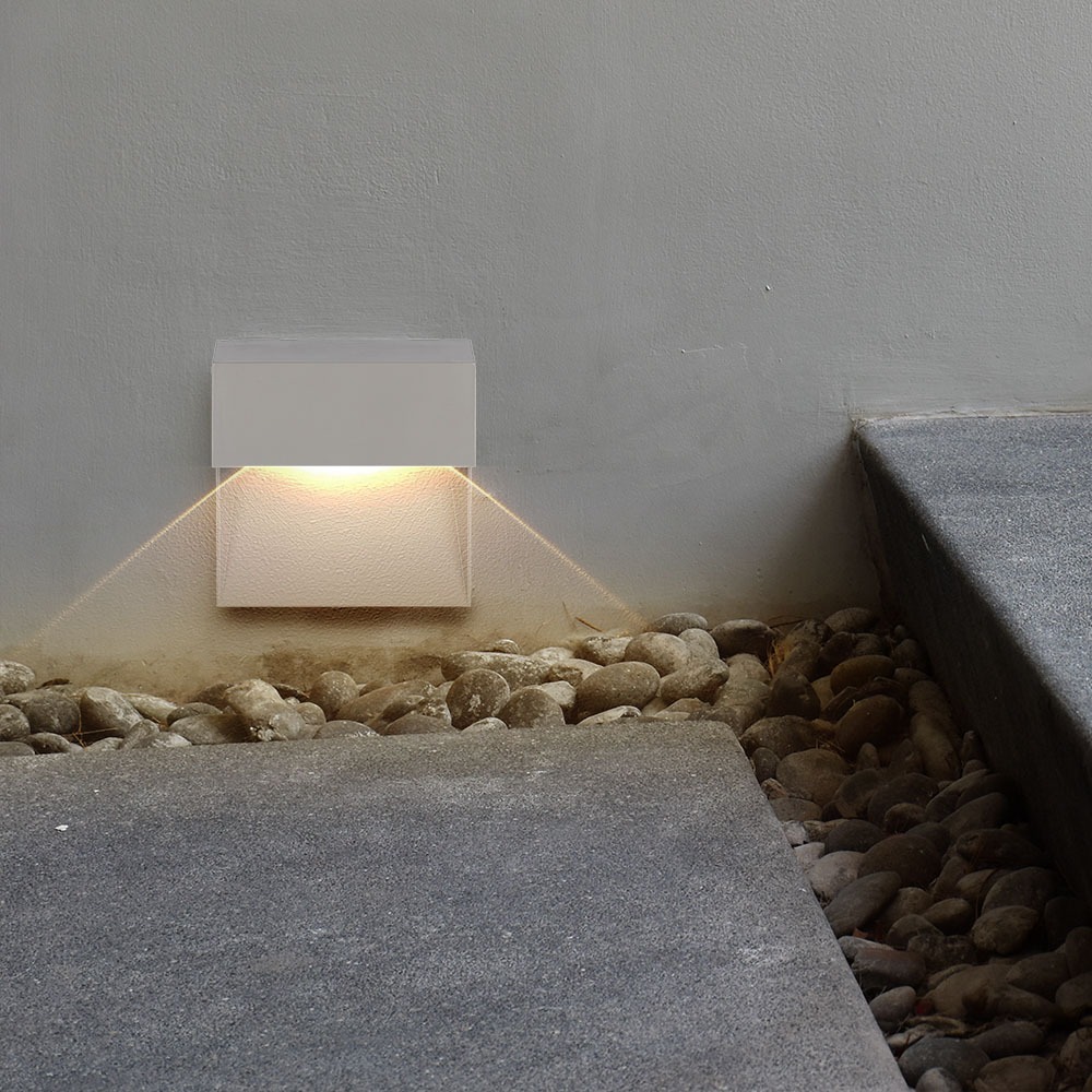 3W Faretto incasso LED Luce scale Corpo Grigio Quadrato Bianco Naturale