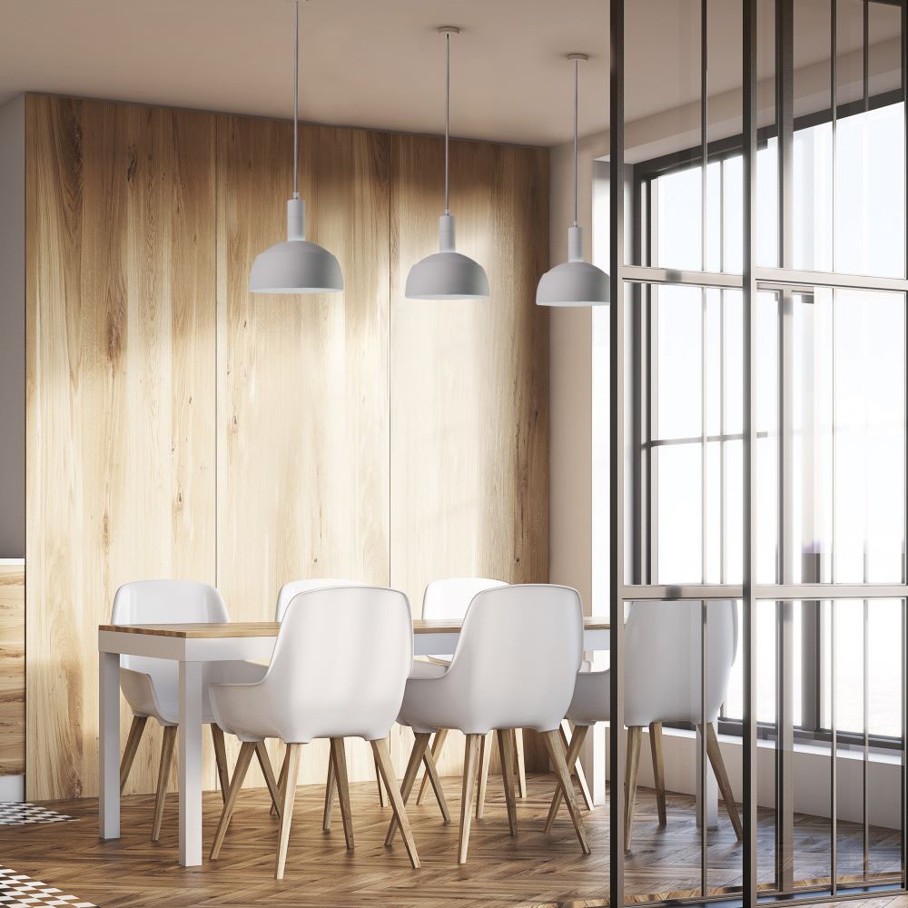 Pendente in alluminio + plastica E14 corpo Bianco