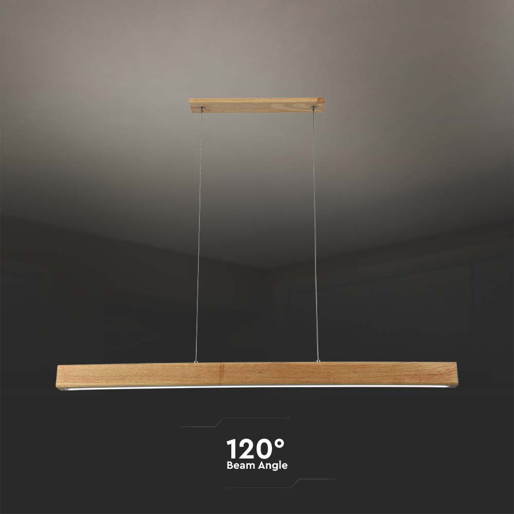 12W LED Hanging Lamp 4000K Wood Body img 2