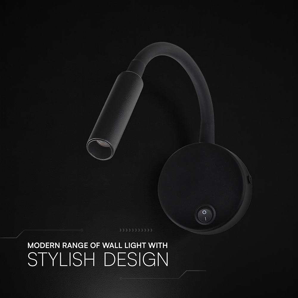 3W LED Bedside Light CREE CHIP Black Body IP20 3000K