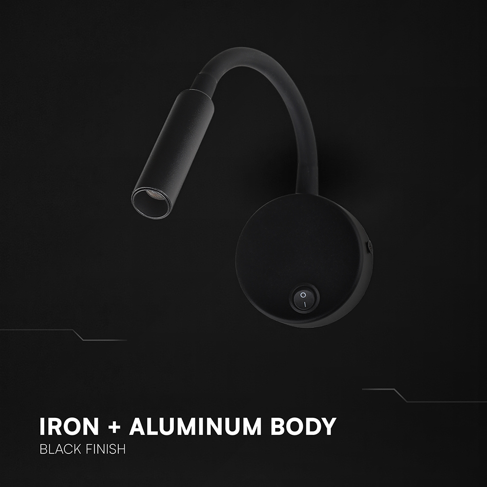 3W LED Bedside Light CREE CHIP Black Body IP20 3000K img 1