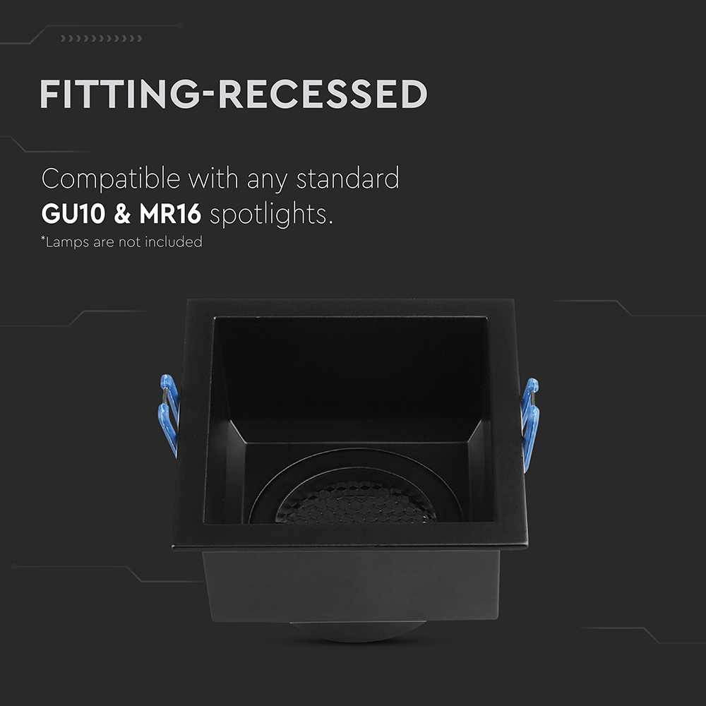 GU10 Fitting Square Aluminum Body Deep Anti Glare Black Body With Hoyne Comb