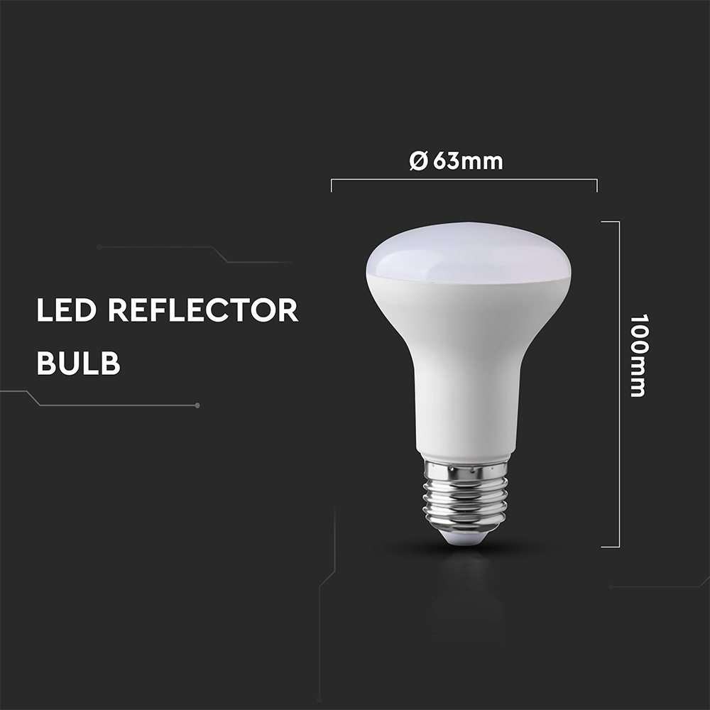 LED Bulb - 8.5W E27 R63 Thermoplastic 3000K