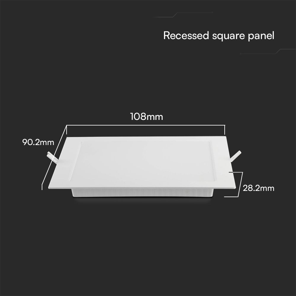 3W LED SAMSUNG CHIP Backlit Panel Recessed - Square 3000K