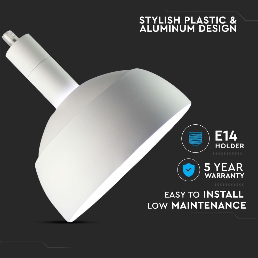 Pendente in alluminio + plastica E14 corpo Bianco